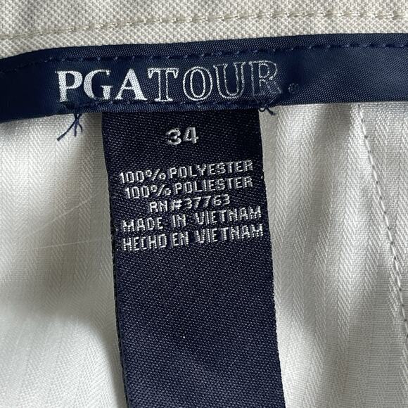 PGA Tour Mens Golf Shorts Size 34 Beige Athleisure Activewear Casual Chino - Picture 4 of 9